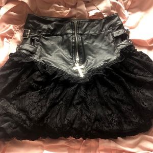 Killstar Isadora Lace and Leather Skirt